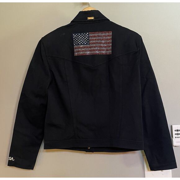 St. John Sport Jacket Button Up Rhinestone USA Flag Embroidered Womens Small - Picture 1 of 8